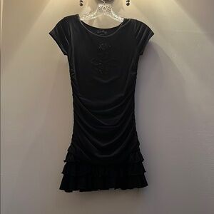 Ralph Lauren Elegant Black Ruffled & Ruched Dress